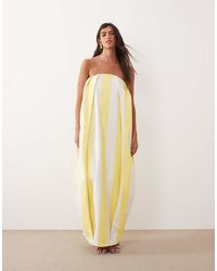 ARRANGE - Pleat Detail Cocoon Bandeau Maxi Dress - Lyst