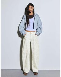 Bershka - Low-Rise Baggy Textured Print Jeans - Lyst