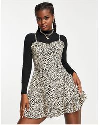 Miss Selfridge - 2 In 1 Fit And Flare In Animal Mini Dress - Lyst