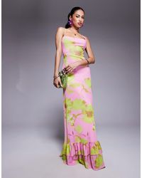 knee length dresses for ladies Rent ASOS DESIGN Lace Insert Ruffle Back Midi Dress