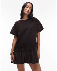 ASOS - – kurzes hybrid-t-shirt-kleid aus cord - Lyst