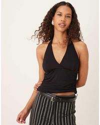 Mango - Top Fruncido Con Cuello Halter De - Lyst