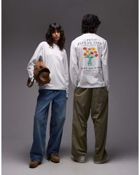 Vans - T-Shirt A Maniche Lunghe Bianca Con Grafica "Cafe Sul Retro - Lyst