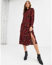 warehouse slinky gathered waist dress