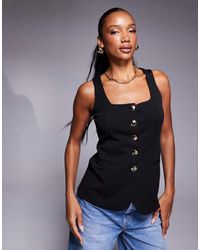 River Island - Gilet Met Vierkante Hals - Lyst