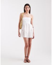 ONLY - Bandeau Mini Dress With Embroidery - Lyst