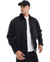 ASOS - Oversized Washed Harrington Jacket With Cord Collar - Lyst