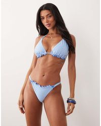Peek & Beau - Triangle Bikini Top With Bow & Frill Trim Detail - Lyst