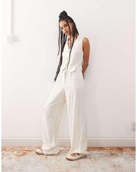 Reclaimed Vintage - Wide Leg Relaxed Linen Blend Pants - Lyst