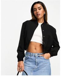 ASOS - Giacca bomber sartoriale nera con spalle voluminose - Lyst