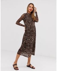 vila contrast lace midi dress