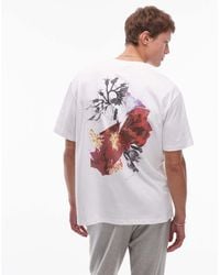 TOPMAN - Oversized Fit T-shirt With Front And Back Scanned Floral Print - Lyst