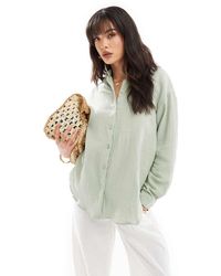 Jdy - Camisa Verde Salvia De Corte Holgado De Bambula De (Parte De Un Conjunto) - Lyst