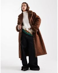 ASOS - Longline Faux Fur Bonded Shearling Jacket - Lyst