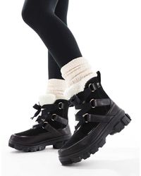 Sorel - Botas De Nieve Negras Y Tiza Impermeables De Cuero Con Forro De Felpa Efecto Piel Sintética Torino V Resort Wp De - Lyst