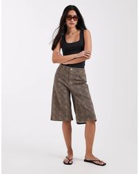 Pieces - Longline Denim Shorts - Lyst