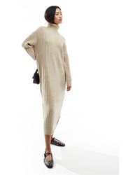Mango - High Neck Knitted Midi Dress - Lyst