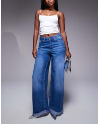River Island - Jeans Met Super Wijde Pijpen En Mid-Wash - Lyst