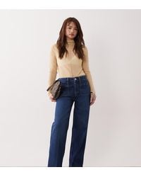 ASOS - Asos Design Petite High Waist Wide Leg Jeans With Front Pockets - Lyst