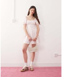 Miss Selfridge - Milkmaid Puff Sleeve Mini Dress - Lyst
