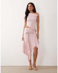 ASOS - Slinky Hanky Hem Midi Skirt With Hardware - Lyst