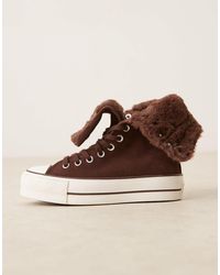 Converse - Chuck taylor all star - fold over lift - baskets à plateforme et rabat - marron - Lyst