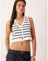 Vila - Gold Button Knit Tank Top - Lyst