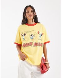 ASOS - Disney Oversized Ringer T-Shirt Met Mickey Mouse Sportprint - Lyst