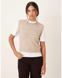 Glamorous - Knitted Crew Neck Vest Top - Lyst