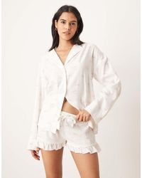 Gina Tricot - Mix And Match Flannel Frill Pyjamas Shorts - Lyst