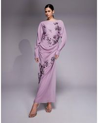 sachin and babi light blue dress ASOS DESIGN Maternity Bridesmaid Pearl Embellished Maxi Dress With Floral  Embroidery In Rose-Pink for Women main image 0