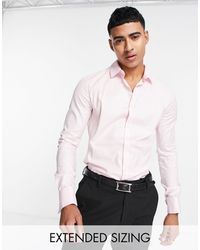 ASOS Formal Royal Oxford Skinny Shirt With Double Cuff - Pink