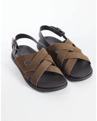 Mango - Real Leather Cross Strap Sandal - Lyst