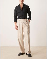 ASOS - Pantalon ample habillé en jacquard avec pinces sur l'avant - taupe - Lyst