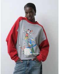 ASOS - Disney Sweatshirt With Mickey And Friends Ski Print With Pleat Sleeve Detail - Lyst
