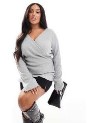 Pretty Lavish Curve - Wrap Knit Top - Lyst
