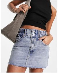 AllSaints Cleo Metallic Denim Mini Skirt in Gray | Lyst