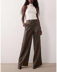 Mango - Broek Van Imitatieleer Met Rechte Pijpen - Lyst