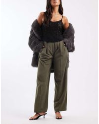 ASOS - Pantalones De Sastre De Talle Alto Y Pernera Recta Con Cinturón De -Verde - Lyst