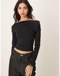 Gina Tricot - Slinky Jersey Off Shoulder Long Sleeve Top - Lyst