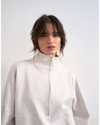 TOPSHOP - Interlock Long Sleeve Funnel Neck Zip Sweat Co-ord - Lyst