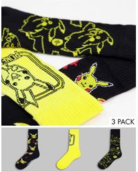 ASOS Pokémon Sport Sock Electric Pikachu Design 3 Pack - Multicolour