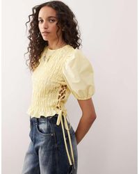 Collusion - Shirred Top With Lace Up Detail At Side - Lyst
