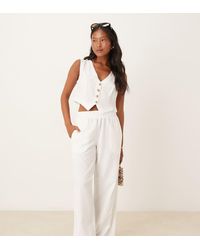 Vila - Elegante Broek Met Linnen En Wijde Pijpen - Lyst