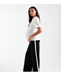 Mama.licious - Mamalicious Maternity Under The Bump Side Stripe Wide Leg Trouser - Lyst