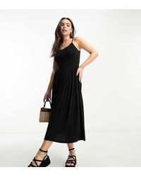 ASOS - Asos Design Petite Scoop Neck Strappy Midi Dress With Side Seam Detail - Lyst