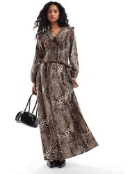 ASOS - Maxi Jurk Met Kraag En Gesmokte Taille - Lyst