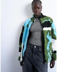 TOPSHOP - – mehrfarbige jacke aus teddyfleece mit trendigem, abstraktem muster - Lyst