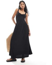 ASOS - Crinkle Sweetheart Neck Midi Dress - Lyst