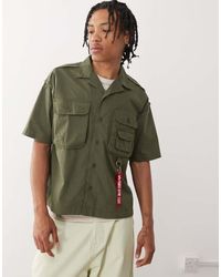Alpha Industries - Camisa Verde Caqui Con Logo Safari De Alpha - Lyst